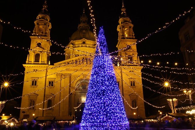 Budapest Christmas Market Tour with Basilica visit & Chimney cake - Danube promenade: the city lights break between markets