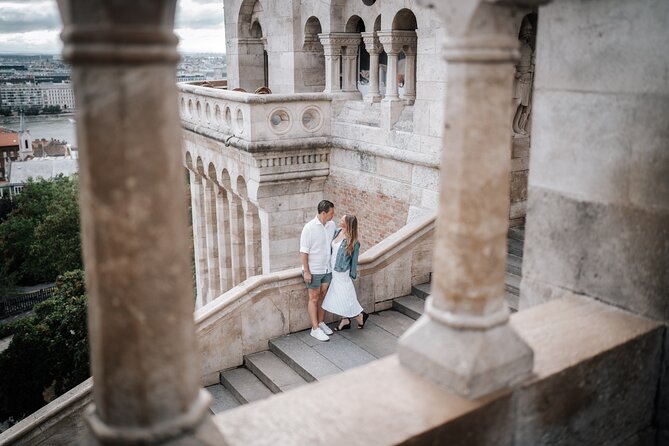 Private photography photo session at Fisherman Bastion - Drone shots that turn a portrait session into a Budapest story